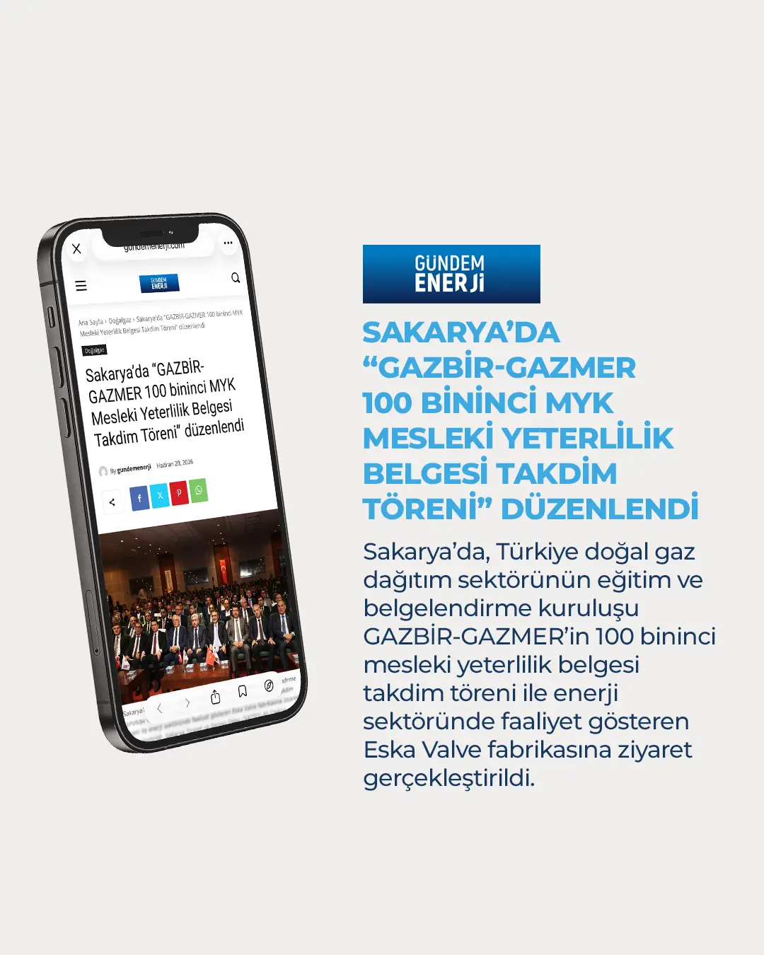 Eska Valve News: In Sakarya, the “GAZBİR-GAZMER 100,000th Vocational Qualification Certificate Presentation Ceremony” was held.