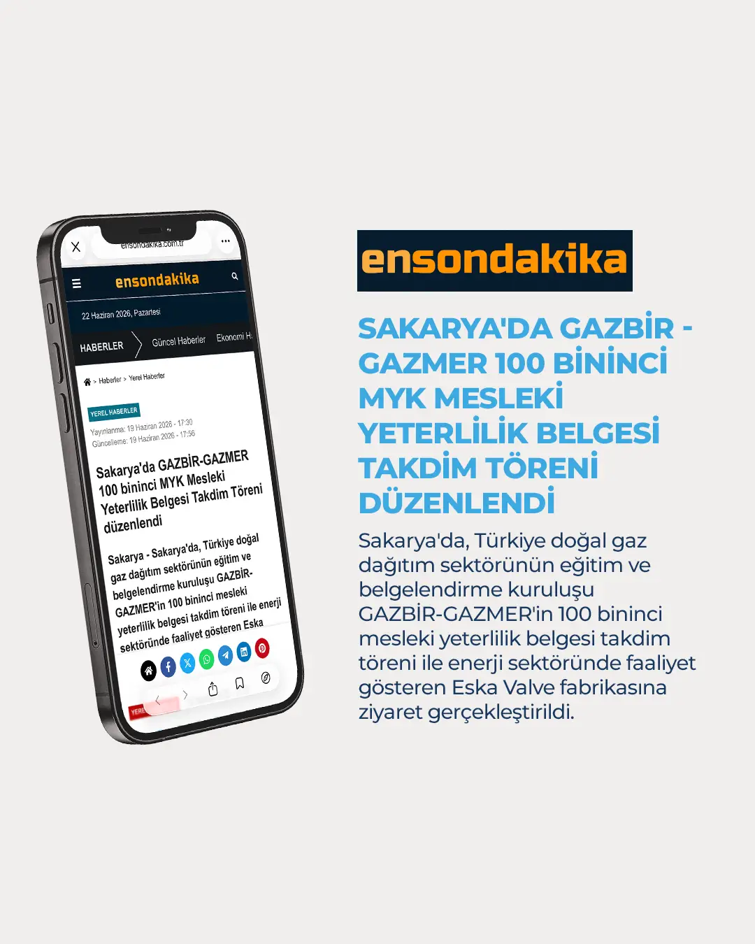 Eska Valve News: In Sakarya, the “GAZBİR-GAZMER 100,000th MYK Vocational Qualification Certificate Presentation Ceremony” was held.