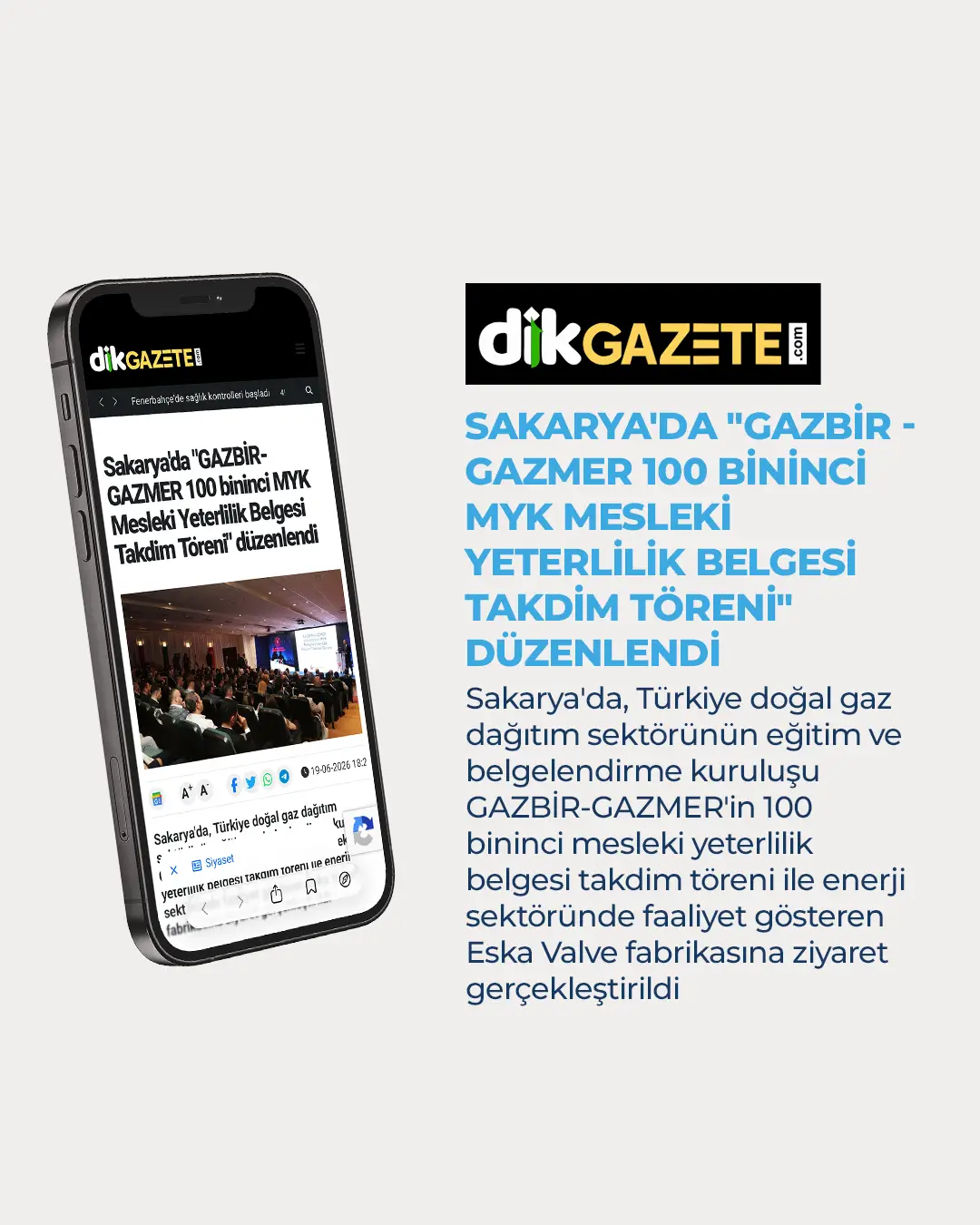 Eska Valve News: In Sakarya, the “GAZBİR-GAZMER 100,000th MYK Vocational Qualification Certificate Presentation Ceremony” was held.