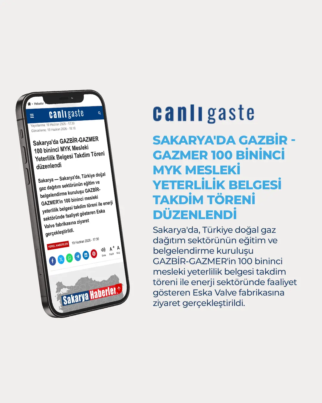 Eska Valve News: In Sakarya, the “GAZBİR-GAZMER 100,000th MYK Vocational Qualification Certificate Presentation Ceremony” was held.