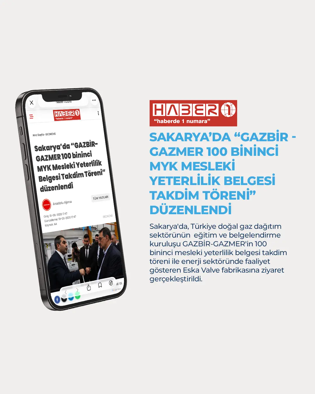 Eska Valve News: In Sakarya, the “GAZBİR-GAZMER 100,000th MYK Vocational Qualification Certificate Presentation Ceremony” was held.