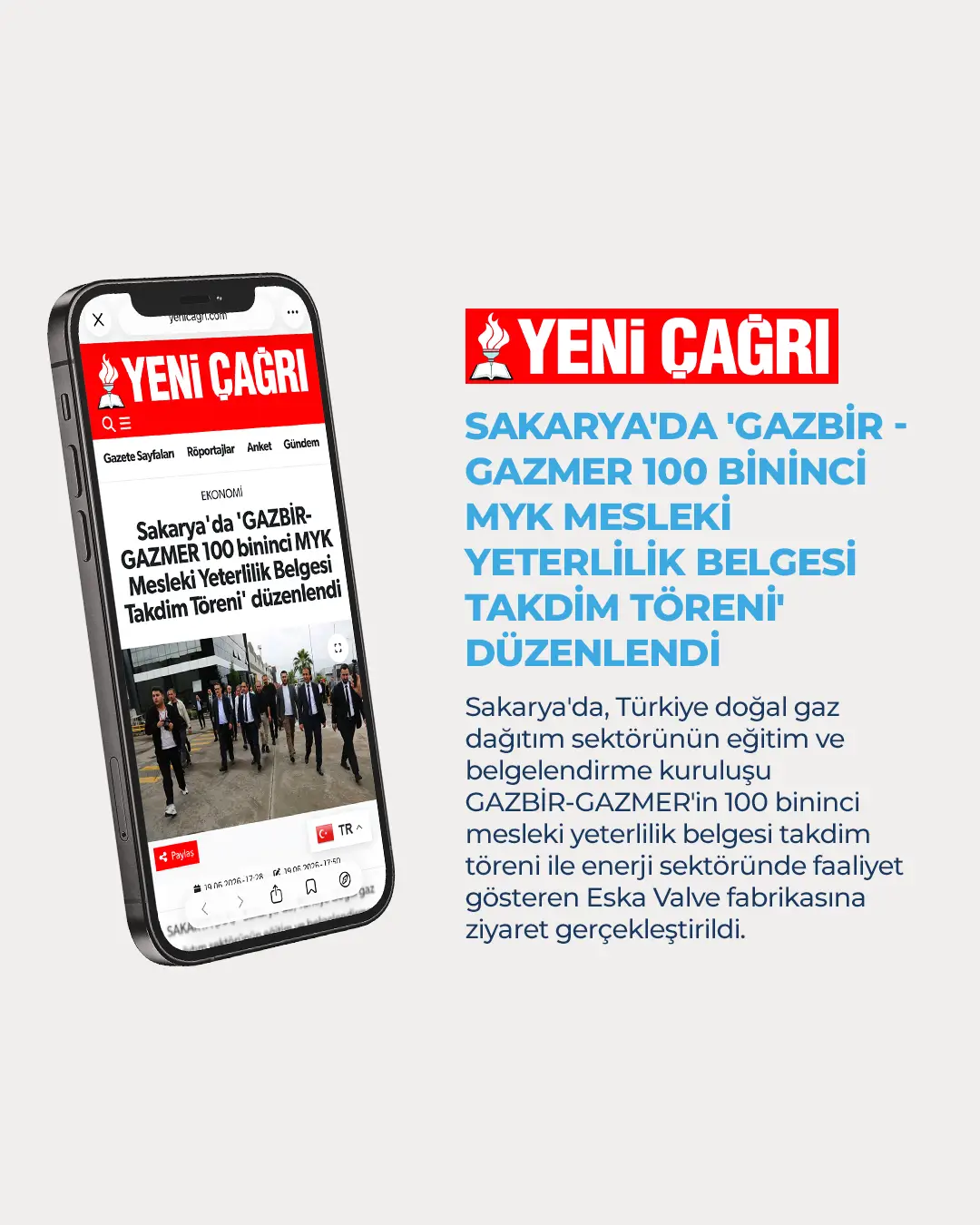 Eska Valve News: In Sakarya, the “GAZBİR-GAZMER 100,000th MYK Vocational Qualification Certificate Presentation Ceremony” was held.