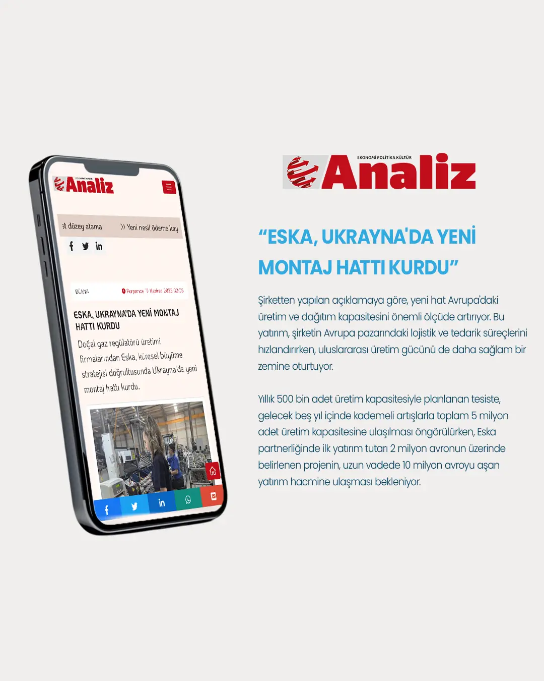 Eska, Ukrayna'da Yeni Montaj Hattı Kurdu
