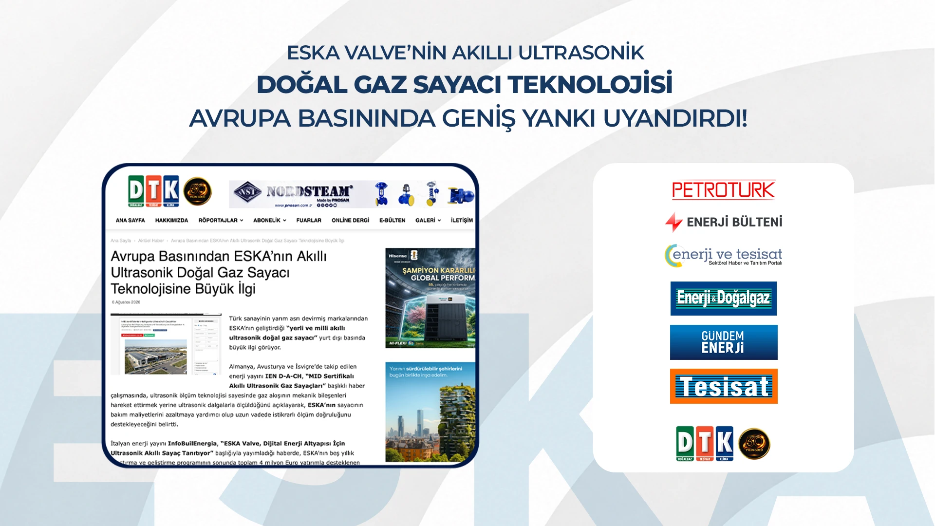 ESKA Valve’nin Akıllı Ultrasonik Doğal Gaz Sayacı Teknolojisi Avrupa Basınında Geniş Yankı Uyandırdı