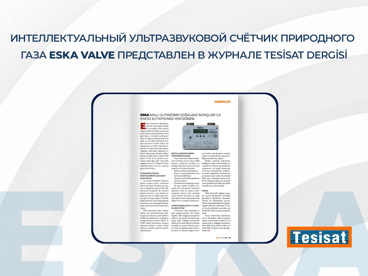Интеллектуальный ультразвуковой счётчик природного газа ESKA Valve представлен в журнале Tesisat Dergisi