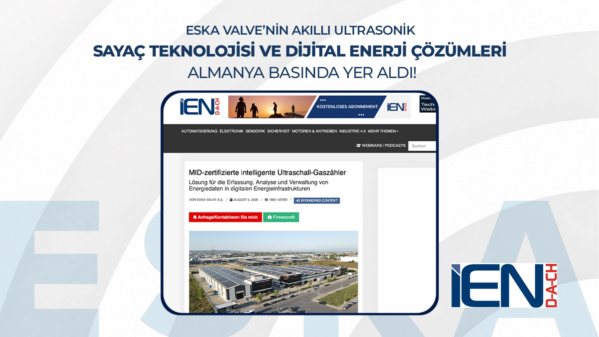 ESKA Valve’nin Akıllı Ultrasonik Sayaç Teknolojisi ve Dijital Enerji Çözümleri Almanya Basında Yer Aldı