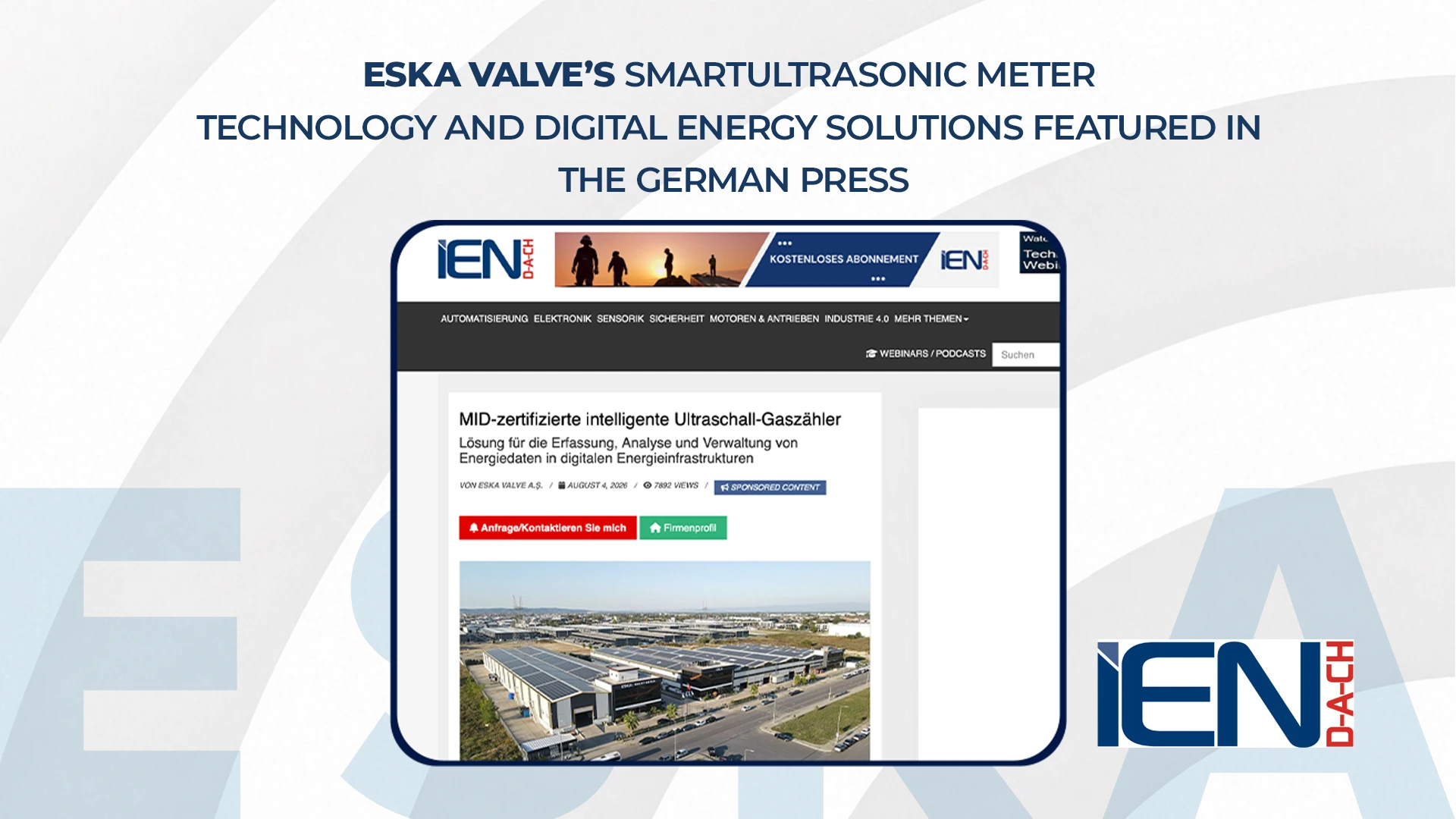 ESKA Valve’s Smart Ultrasonic Meter Technology and Digital Energy Solutions Featured in the German Press