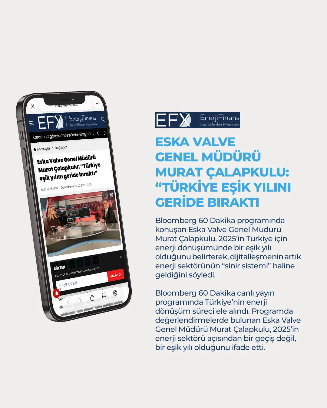 Eska Valve Haber: Eska Valve Genel Müdürü Murat Çalapkulu: “Türkiye eşik yılını geride bıraktı”