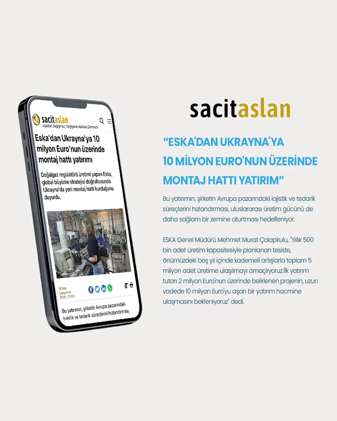 Eska'dan Ukrayna'ya 10 Milyon Euro'nun Üzerinde Montaj Hattı Yatırımı