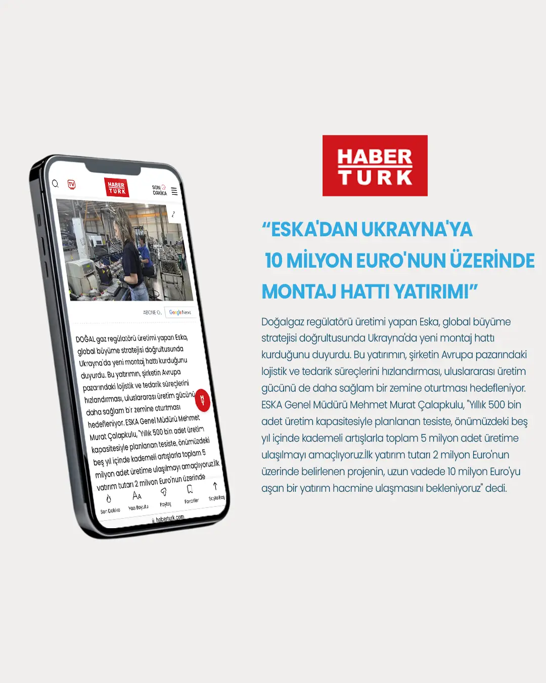 Eska Valve Haber: Eska'dan Ukrayna'ya 10 milyon Euro'nun üzerinde montaj hattı yatırımı