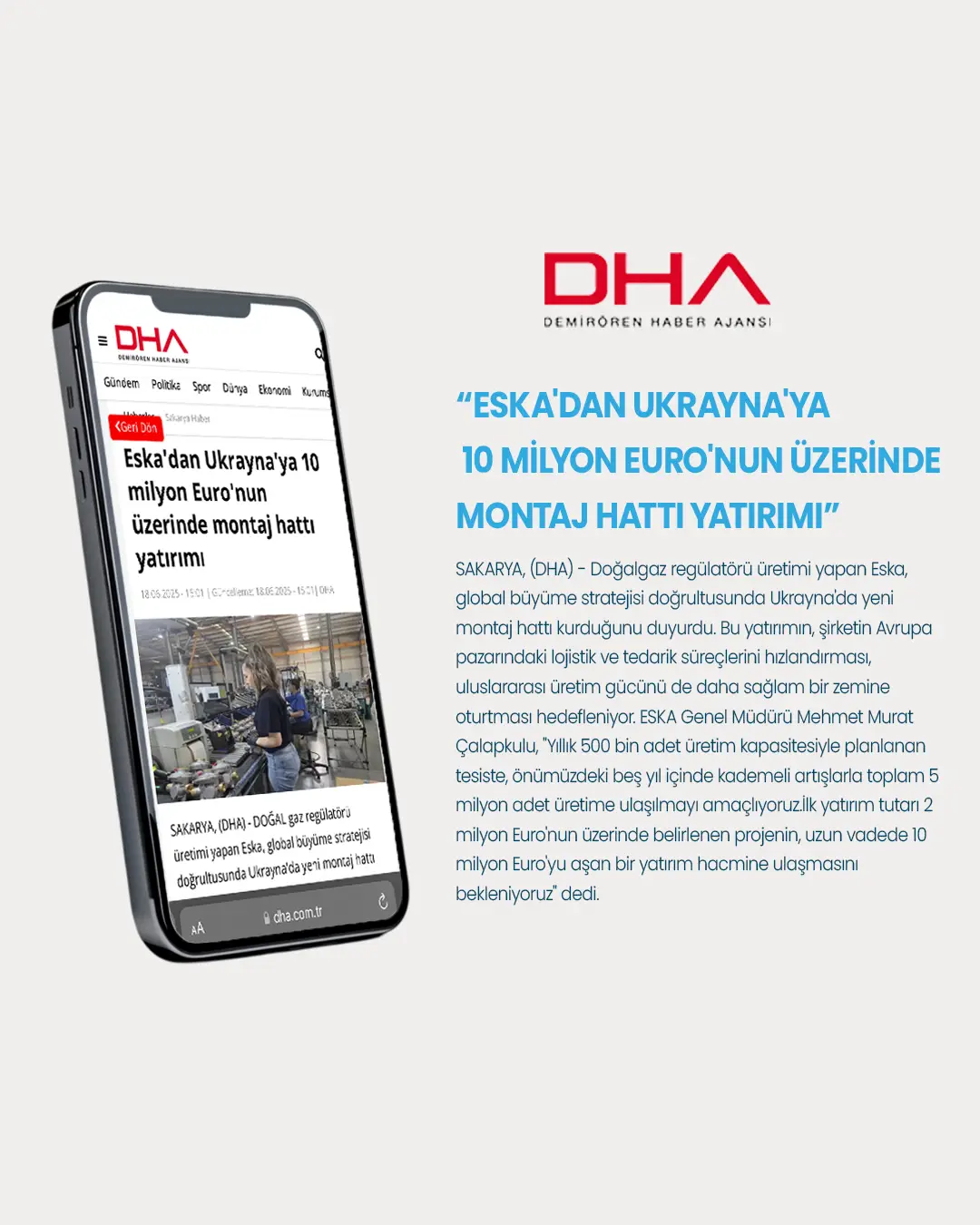 Eska Valve Haber: Eska'dan Ukrayna'ya 10 milyon Euro'nun üzerinde montaj hattı yatırımı