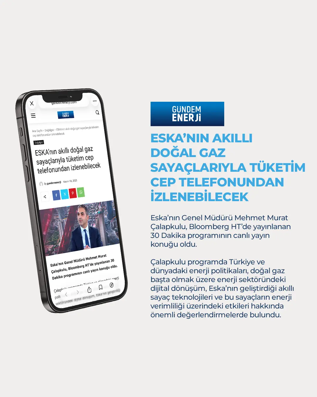 Eska Valve News: Eska’nın Genel Müdürü Mehmet Murat Çalapkulu, Bloomberg HT’de yayınlanan 30 Dakika programının canlı yayın konuğu oldu.
