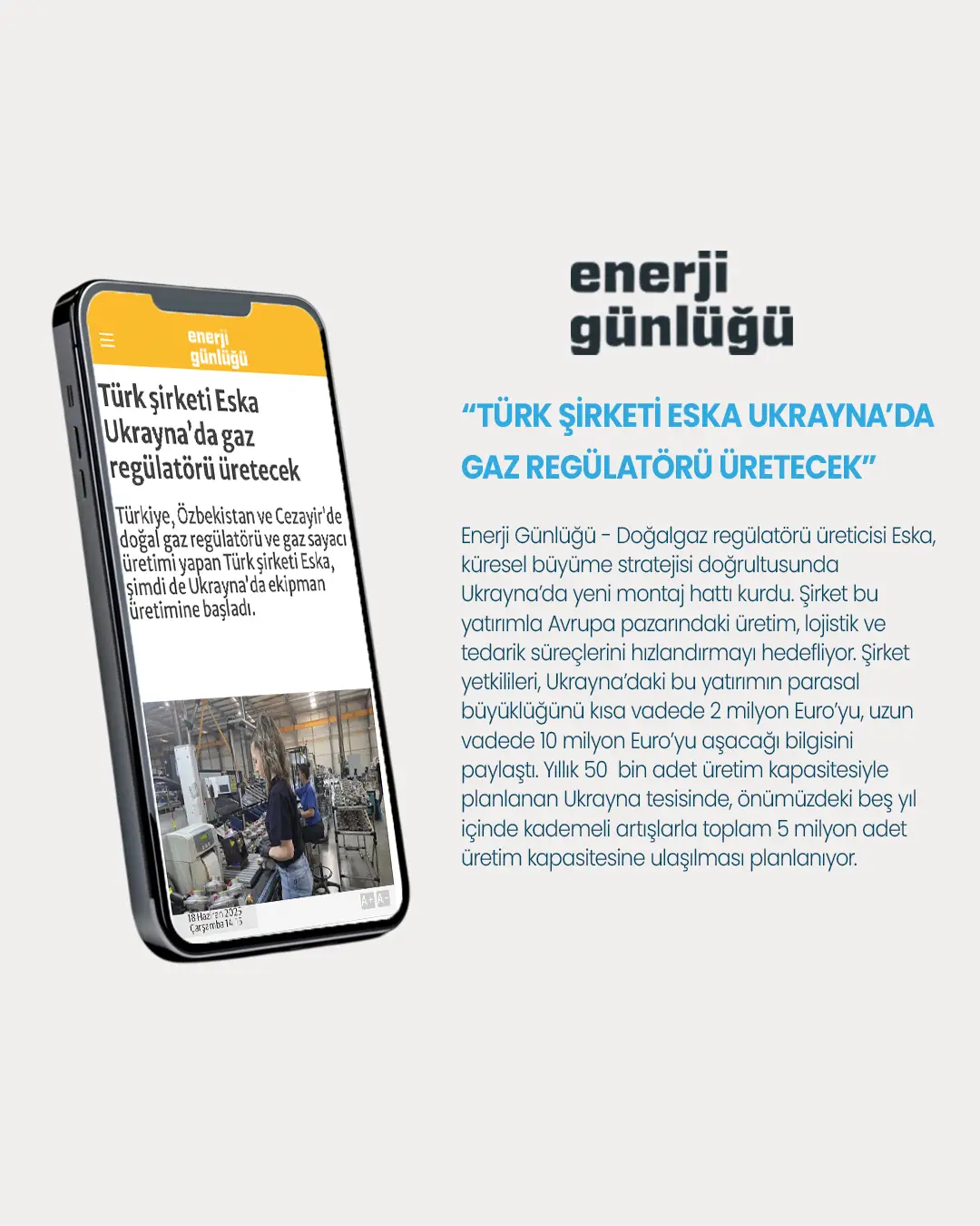 Türk Şirketi Eska Ukrayna’da Gaz Regülatörü Üretecek 
